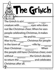 the grinch worksheet for christmas and other holiday related activities to teach kids