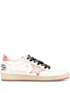 Find GOLDEN GOOSE DELUXE BRAND Ball Star Leather Sneakers on Editorialist. white/pink calf leather distressed finish signature star patch to the sides logo print to the side logo print to the rear round toe logo-print laces contrasting heel counter branded insole rubber sole Pink Golden Goose Sneakers, Golden Goose Mid Star Pink, Golden Goose Pink Star, Golden Goose Sky Star, Golden Goose Space Star, Estilo Preppy, Golden Goose Shoes, Golden Goose Deluxe Brand, Golden Goose