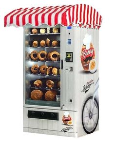 a donut vending machine with many doughnuts in it