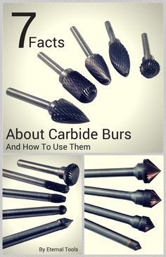 seven different types of barbecue tools with the title 7 facts about caribide burrs and how to use them