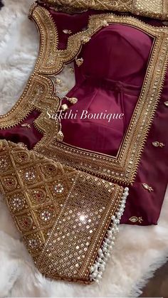 Grand Aari Work Blouse Wedding Designs, Blouse Wedding Designs, Bridal Aari Work Blouse Designs, Aari Work Blouse Wedding, Bridal Aari Work Blouse, Mirror Blouse Design, Blouse Neck Design, Basic Blouse Designs, Brocade Blouse Designs