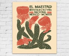 an old book with red flowers and green leaves on the front, in spanish language