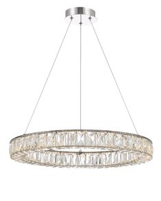 a large circular chandelier with many crystal pieces hanging from the middle of it