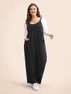 Supersoft Essentials Solid Patched Pocket Overall Cami Jumpsuit Women Overalls, Womens Overalls, Overalls Plus Size, Trendy Jumpsuit, Jumpsuits Women, Cami Jumpsuit, Overalls Women, Womens Clothing Sizes, Curvy Fashion