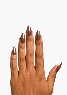 Nail Inspiration For Brown Skin, Hayley Bieber Nails Brown, Nails Chocolate Glazed, Glazed Mocha Nails, Glazed Chocolate Nails, Brown Glossy Nails, Mocha Glazed Nails, Chocolate Milk Nails, Fall Glazed Nails