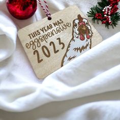 a wooden ornament that says this year was esepengueve 2013