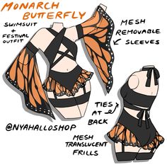 the monarch butterfly costume is shown with instructions to make it look like she's ready for