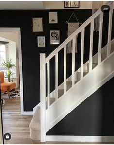 the stairs in this house are painted black and white