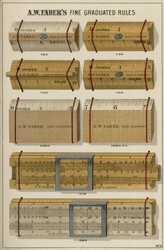 an old book with rulers on it