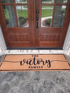 the victory family door mat is shown