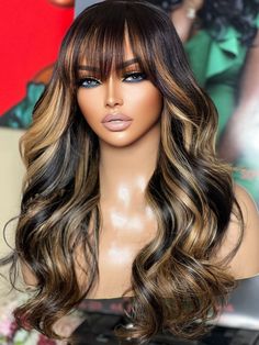 Product Details SKU DL50 Wig Cap HD Lace Frontal Wig Length 10-28 inches Weight 150-290g Hair Material 100% virgin hair from one donor Last For one more year Density 150% Hair Color same as model pictures Hairline & Knots  pre-plucked & pre-bleached Can Be Dyed yes Straps adjustable Circumference 22.25 inches, Lace Front Wig With Bangs, Sew In Wig, Highlight Color, Ombre Highlights, Brunette Hair With Highlights, Hd Lace Frontal, Loose Waves Hair, Honey Blonde Hair, Blonde Hair Looks