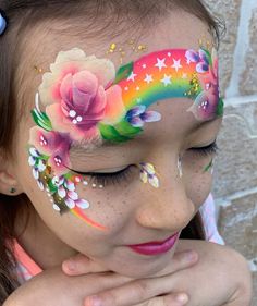 Rainbow Cheetah Face Paint, Cheetah Face Paint, Flower Face Paint, Disney Face Painting, Face Painting Flowers, Rainbow Face Paint, Fairy Face Paint, Cheetah Face