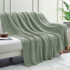 PRICES MAY VARY. Soft Acrylic Fabric: The knitted throw blankets are made of 100% high-quality acrylic fabric, providing a soft and comfortable touch. Compared with wool materials that require professional care, high-quality acrylic is stronger and has a longer service life. Multifunctional Design: The special knitting process makes the soft throw blanket have a rich diamond line design and a classic modern style, which blends well with the home decoration. The soft throw blanket is very suitabl Bed Sofa Living Room, Knitted Blanket, Knit Throw Blanket, Sofa Living Room