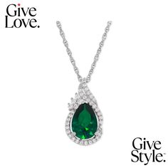 in stock Lab Created Emerald, Emerald Necklace, Teardrop Pendant, Fine Jewellery Necklace, White Sapphire, Jewelry Watches, Emerald, Sapphire, Pick Up