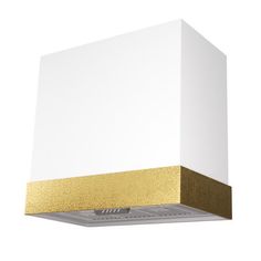 a white and gold square light fixture