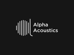 the logo for alpha acoustics is shown in white on a black background,