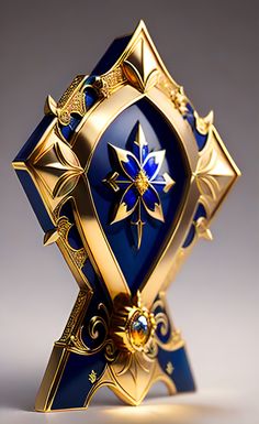 an intricately designed blue and gold object