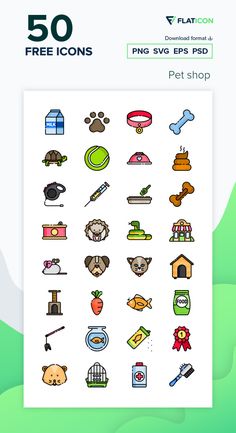 the 50 free icons for pet shop are displayed in this screenshoter's screen shot