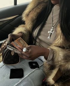 womens fashion faux fur coat vintage cross necklace louis vuitton purse lip gloss Coat Outfit, Fashion Killa, Look Cool, Fitness Inspo, Passion For Fashion, Girly Things, Fashion Inspo Outfits, Cool Girl