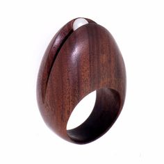 a wooden ring is shown against a white background