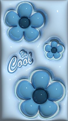 some blue flowers and the words cool on them are shown in this 3d rendering image