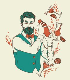 a man with a beard and mustache drinking wine