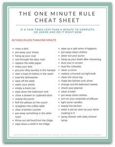 the one minute rules sheet is shown