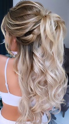 Prom Hair Up, Bride Hairstyles For Long Hair, Half Up Half Down Hair Prom, Half Ponytail, Homecoming Hair Down, Wedding Hairstyles Half Up Half Down, Half Updo