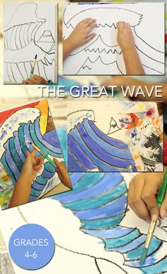 the great wave art project for kids is an easy way to practice drawing and painting