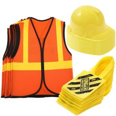 PRICES MAY VARY. Polyester Suitable Size: the mini tote bag is about 7.9 x 7.9 inches, big enough to fill candy, toys, etc.; The construction hat is about 9.5 x 7.5 x 5 inch and its head circumference is about 22 inch, which is suitable for most of the head sizes; The construction vest is about 20 x 17 inch, cause tension to the body Funny dressing up set: the orange waistcoat, the yellow helmet and the yellow handbag are the symbol of the construction worker; Lifelike and lovable, the construct Construction Costume, Construction Worker Costume, Construction Vest, Construction Party Favors, Construction Hat, Kids Construction, Construction Theme Party, Birthday Hats, Yellow Tote Bag