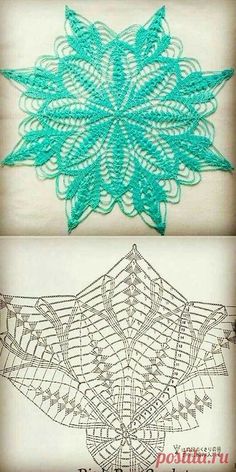 crocheted doily patterns on the left and right sides