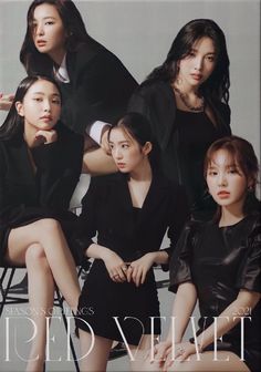 the girls are posing together in black outfits