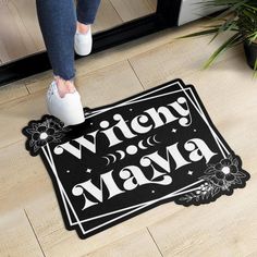 �🧙‍♀️ Transform your entrance with our enchanting Witchy Door Mat, perfect for adding a mystical touch to any occasion. Whether you're celebrating the spooky season or embracing the esoteric every day, our mats are designed to captivate and charm. Our Wicca Door Mat and Pagan Door Mat are crafted with a durable, heat-resistant non-woven fabric top and a neoprene rubber nonslip backing, making them ideal for both indoor and outdoor use. They effectively dry wet feet, grab dirt, dust, and grime, k Witchy Door, Moon Phase Decor, Moon Home Decor, Moon Door, Witchy Mama, Flag Bag, Celestial Decor, Mystical Moon, Shoe Wall