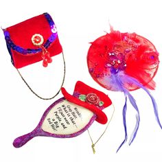 Red Hat Society Ornament Collection Lot Of 3 Purse Hat Hand Mirror Lady Friends | eBay Red Hat Party, Red Hat Ladies, Red Hat Society, Purple Lady, Baby Afghan Crochet, Purple Christmas, Baby Afghans, Red Hat, Hand Mirror