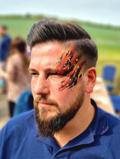 Makeup Ideas For Men, Neon Face Paint, Men Makeup, Festival Makeup Glitter