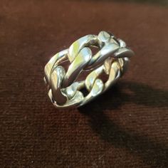 Stainless Steel Chain Ring, Size 10 Purchased From A Trunk Show At Saks Fifth Avenue. Chunky Thick Ring. Chunky Rings Men, Silver Chain For Men, Thick Ring, Chunky Rings, Mens Accessories Jewelry, Sterling Silver Mens, Chain Ring, Chains For Men, Silver Man