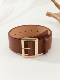 Element:Plain \nBuckle Type:Quadrate Pin Buckle \nColor:Brown \nPattern Type:Plain \nStyle:Casual \nBelts Width:Wide Belt \nStretch:Non-Stretch \nType:PU Buckle Belts \nComposition:100% Polyurethane \nMaterial:PU Leather \nBuckle Element:Geometric \nStrap Element:Plain \n Old Money Belt, Nautical Inspired Outfit, Country Club Casual, Looks For Men, Country Club Style, American Preppy, Wide Waist Belt, Unique Styling, Money Belt