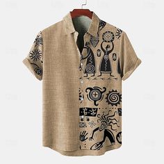 Hawaii Shirt Men, Linen Men, Cellulose Fiber, Spring Fabric, Travel Shirts, Green And Khaki