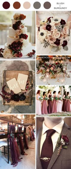 a collage of different wedding colors and details