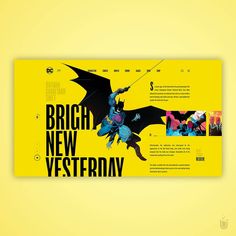 a yellow and black brochure with an image of a bat flying through the air