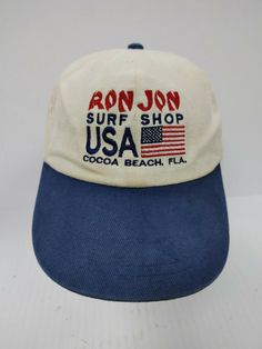 Vtg 90s RON JON SURF SHOP COCOA BEACH Florida Baseball Hat Merkley Headgear leather strap back. Rare and Beautiful piece for your collection. Great investment Size - Adult adjustable Made in Canada View my other auctions for more vintage and rare items. Most of what I sell are vintage items, so they might have some minor stains, rips, or wear. Will be shipped and packaged professionally, so your item will not get damaged. Most items will be packaged and shipped out same day as payment. Mens Baseball Hats, Vintage Surf Fashion, Vintage Golf Hats, Beachy Hats, Cute Hat Designs, Cow Accessories, Cute Baseball Hats, Topi Vintage, Canada View