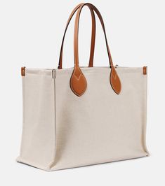 Designer Canvas Tote Bag For Errands, Designer Tote Canvas Bag For Errands, Designer Canvas Bag With Double Handle For Errands, Designer Double Handle Canvas Bag For Errands, Gucci Beige Top Handle Bag, Beige Gucci Top Handle Bag, Designer Canvas Bag With Removable Pouch For Shopping, Gucci Canvas Shoulder Bag With Leather Trim, Designer Canvas Tote Bag With Removable Pouch