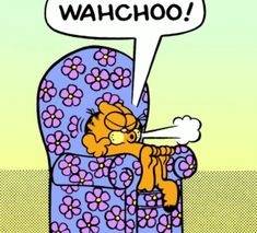 a cartoon character sitting in a chair with a thought bubble above his head that says watchoo