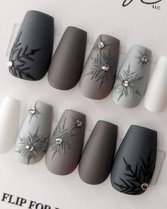 717 .Unleash your unique style with our trendy and affordable nail accessories! ??? Click the link below to shop now! #nail #nailtrend #nailaccessories Grey Christmas Nails, Nails With Charms, Gray Scale, Nail Colors Winter, Snowflake Nails, Gel Tips, Winter Nail, Christmas Nail Designs, Soft Gel