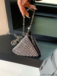 BagForLove - Compact Rhinestone Accented Bag Chain Strap Rhinestone Bag, Cute Mini Backpacks, Bridal Purse, Chain Handbag, Novelty Bags, Details Pictures, Inch Bag, Rhinestone Decor, Bag Chain