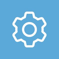 a white gearwheel on a blue background with the word'o'in it