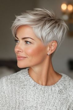 34 Stunning Modern Hairstyles for Women Over 50 in 2024 – CreativeBooster Modern Hairstyles For Women, Razored Haircuts, Older Women's Hairstyles, Classic Pixie, Short Blonde Haircuts, Chic Short Hair, Cute Short Haircuts, Short Hair Undercut, Short Hair Pixie Cuts