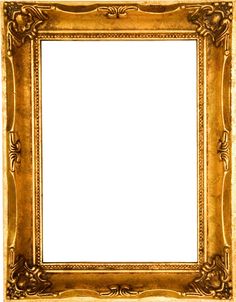 an old gold frame with a white background