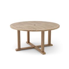 a round wooden table with two legs and a circular top on an isolated white background