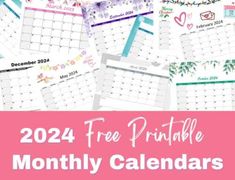 free printable calendars for the month of december with flowers and hearts on them